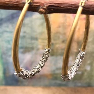 Sold Anthropologie silver chain warpped oval hoops